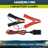 Hardkorr 1.5m Battery Clamps to Female Cig Plug Lead 5A 12V Duble Insulated