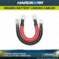 Hardkorr 000AWG Battery Linking Cables Black and Red Terminals 8mm Length 300mm