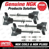 NGK 4 Spark Plugs + 4 Igniton Coils for Volkswagen Polo 9N 1.4L Auto Trans