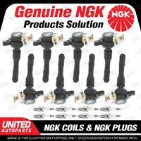 NGK 8 Spark Plugs + 8 Igniton Coils for BMW 735iL 740iL E38 540i E39 V8