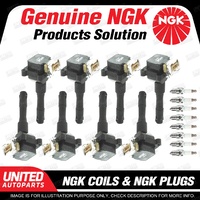 NGK 8 Spark Plugs + 8 Igniton Coils for BMW 730iL 740iL E38 3.0L 4.0L V8