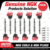 NGK 6 Spark Plugs + 8 Igniton Coils for Audi Q7 3.0L SV6 2010-2015