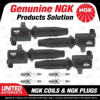 NGK 4 Spark Plugs + 4 Igniton Coils for Mazda Mazda 3 BK1 2.3L 4Cyl