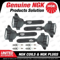 NGK 4 Spark Plugs + 4 Igniton Coils for Mercedes CLK230 A208 C208 E200K W210