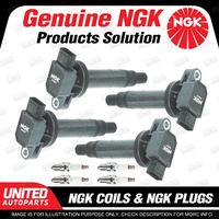 NGK 4 Spark Plugs + 4 Igniton Coils for Toyota Echo NCP12R NCP13R 1.5L 4Cyl