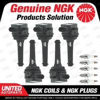 NGK 5 Spark Plugs + 5 Igniton Coils for Volvo V70 S60 S70 2.4L 5Cyl