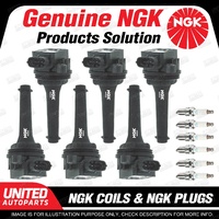 NGK 6 Spark Plugs + 6 Igniton Coils for Volvo S80 2.9L 6Cyl 1998-2003