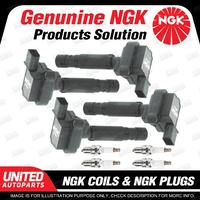 NGK 4 Spark Plugs + 4 Igniton Coils for Benz C180 C200 W203 CLK200K E200K SLK200