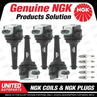 NGK 5 Spark Plugs + 5 Igniton Coils for Volvo C30 C70 V50 2.5L 2004-2018