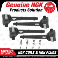 NGK 4 Spark Plugs + 4 Igniton Coils for Nissan Tiida C11 X-Trail T31 4Cyl