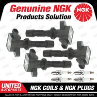 NGK 4 Spark Plugs + 4 Igniton Coils for Mazda MX-5 NC 2.0L 4Cyl Premium Quality