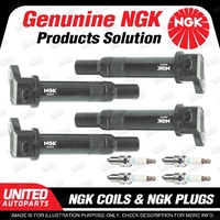 NGK 4 Spark Plugs + 4 Igniton Coils for Hyundai Accent MC G4ED 1.6L 4Cyl 82Kw