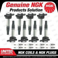 NGK 8 Spark Plugs+8 Igniton Coils for Land Rover Discovery Series 3 Range Rover