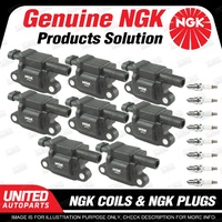 NGK 8 Spark Plugs + 8 Igniton Coils for Holden GTS Senator E SV6000 VZ V8