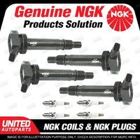 NGK 4 Spark Plugs + 4 Igniton Coils for Toyota Hilux TGN16R 2.7L 4Cyl