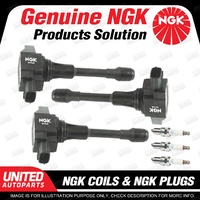 NGK 3 Spark Plugs + 3 Igniton Coils for Nissan Micra K13 1.2L 3Cyl