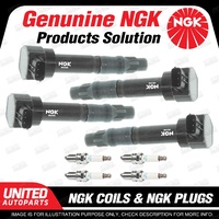 NGK 4 Spark Plugs + 4 Igniton Coils for Lancer CH Grandis BA Outlander ZF