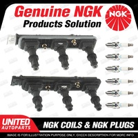 NGK 6 Spark Plugs + Igniton Coil for Holden Vectra ZC 3.2L V6 2003-2006