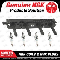 NGK 4 Spark Plugs + Igniton Coil for Holden Viva JF 1.8L 4Cyl 2005-2009