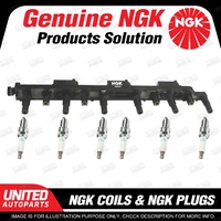 NGK 6 Spark Plugs + Igniton Coil for Jeep Grand Cherokee WJ WG Wrangler TJ 4.0L