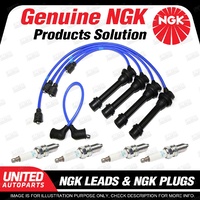 4 x NGK Spark Plugs + Ignition Leads Set for Toyota Celica ST162R 2.0L 4Cyl