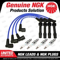 4 x NGK Spark Plugs + Ignition Leads Set for Holden Astra TR 1.6L 4Cyl