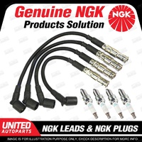 4 x NGK Spark Plugs + Ignition Leads Set for Bmw 318i E46 1.9L 4Cyl