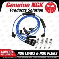 4 x NGK Spark Plugs + Ignition Leads Set for Mitsubishi Starwagon SF 2.0L 4Cyl