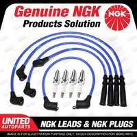 4 x NGK Spark Plugs + Ignition Leads Set for Toyota LandCruiser RJ70R RJ70RV