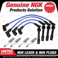 4 x NGK Spark Plugs + Ignition Leads Set for Holden Barina SB 1.2L 4Cyl