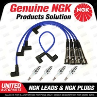 4 x NGK Spark Plugs + Ignition Leads Set for Volkswagen Polo 6N 1.6L 4Cyl