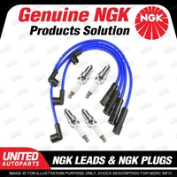 4 x NGK Spark Plugs + Ignition Leads Set for Nissan Terrano R20 II 2.4L 4Cyl