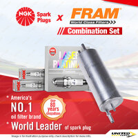 NGK Laser Platinum Spark Plugs & Fram Fuel Filter for BMW X5 E53 3.0L M54B30