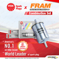 NGK Laser Platinum Spark Plugs & Fram Fuel Filter for Nissan Skyline R34 Stagea