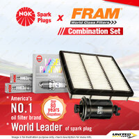 NGK Laser Platinum Spark Plugs & Fram Filter Kit for Mitsubishi Pajero NJ NK NL