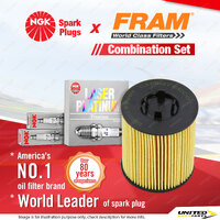 NGK Platinum Spark Plugs & Fram Oil Filter for Holden Vectra JS ZC 2.6L 3.2L