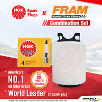 NGK Standard Spark Plugs & Fram Air Filter for Audi A3 8P 1.6L BSE 4Cyl 05-11