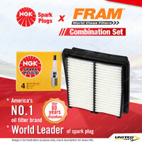 NGK Standard Spark Plugs & Fram Air Filter for Honda Jazz GD 1.3L L13A1 4Cyl