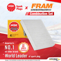 NGK Standard Spark Plugs & Fram Cabin Air Filter for Volkswagen Polo 9N 1.4L