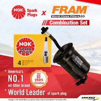 NGK Standard Spark Plugs & Fram Fuel Filter for Mazda 121 DA 1.3L B3 4Cyl Hatch