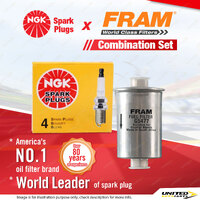 NGK Standard Spark Plugs & Fram Fuel Filter for Mitsubishi Galant HJ 2.0L 4G63A