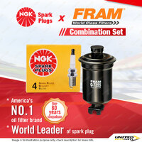 NGK Standard Spark Plugs & Fram Fuel Filter for Mitsubishi Nimbus UF 2.4L 4G64B