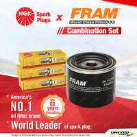 NGK Standard Spark Plugs & Fram Oil Filter for Daewoo Matiz KLM100 0.8L F8CV