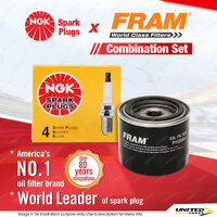 NGK Standard Spark Plugs & Fram Oil Filter for Holden Barina ML 1.3L G13A 4Cyl