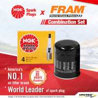 NGK Standard Spark Plugs & Fram Oil Filter for Nissan Navara D22 2.4L KA24DE