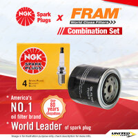 NGK Standard Spark Plugs & Fram Oil Filter for Volvo 240 2.3L B230F 4Cyl 88-92