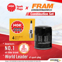 NGK Standard Spark Plugs & Fram Oil Filter for Ford Laser KQ Telstar AX AY 4Cyl