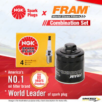 NGK Standard Spark Plugs & Fram Oil Filter for Volkswagen Polo 6N 9N 1.4L 4Cyl