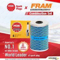 NGK Spark Plugs & Fram Oil Filter for Toyota Hilux RN20 RN25 Hiace RH11 RH30