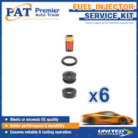 6 x PAT Fuel Injector Service Kits for Nissan Patrol Safari 4.2L TB42E I6 12V